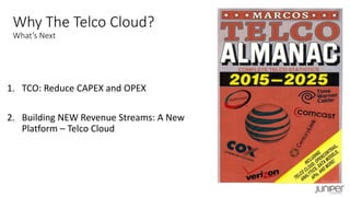 Why The Telco Cloud?
What’s Next
1. TCO: Reduce CAPEX and OPEX
2. Building NEW Revenue Streams: A New
Platform – Telco Cloud
 