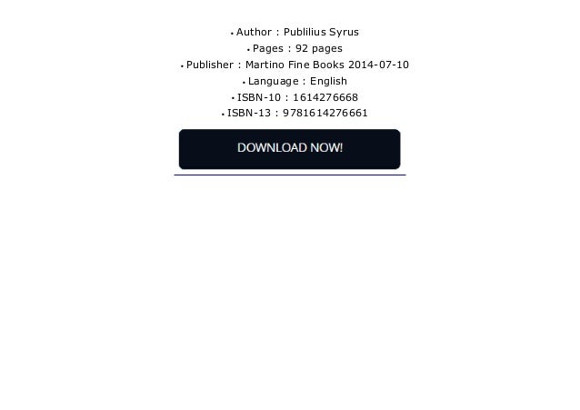 Download Publilius syrus pdf Free
