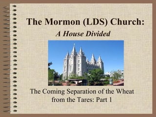 The Mormon (LDS) Church:  A House Divided   The Coming Separation of the Wheat from the Tares: Part 1 