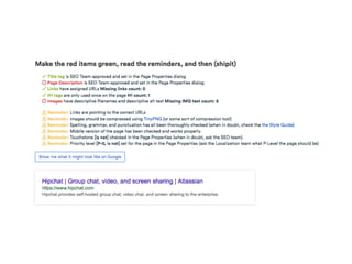 Meta-data
URLs
XML sitemaps
UI
 