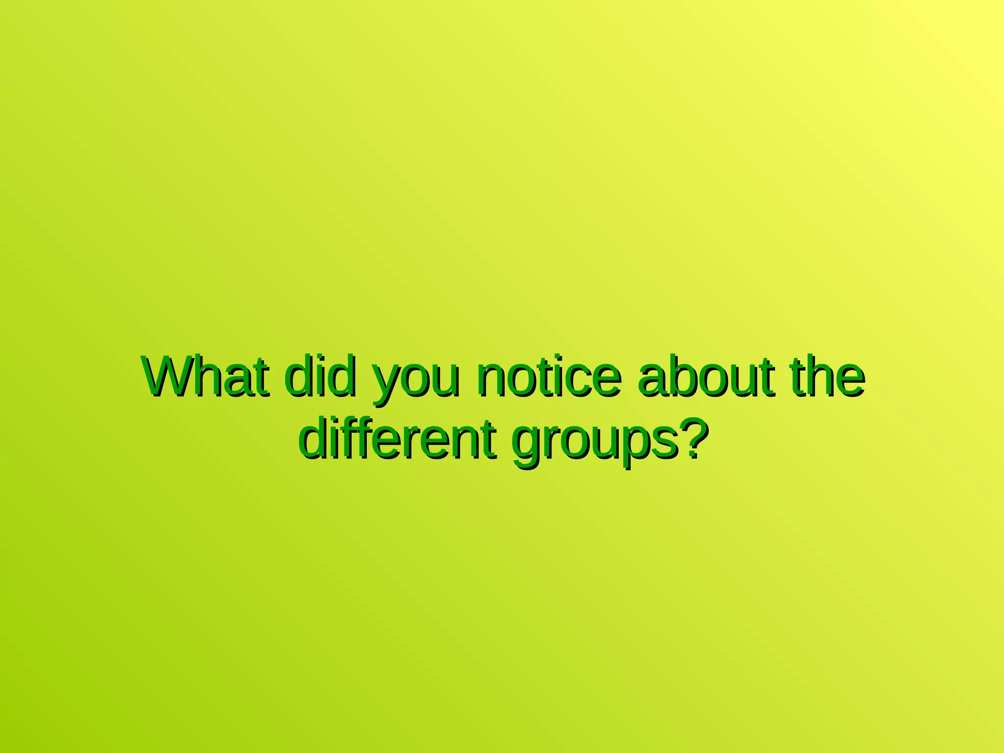 What did you notice about the different groups? 