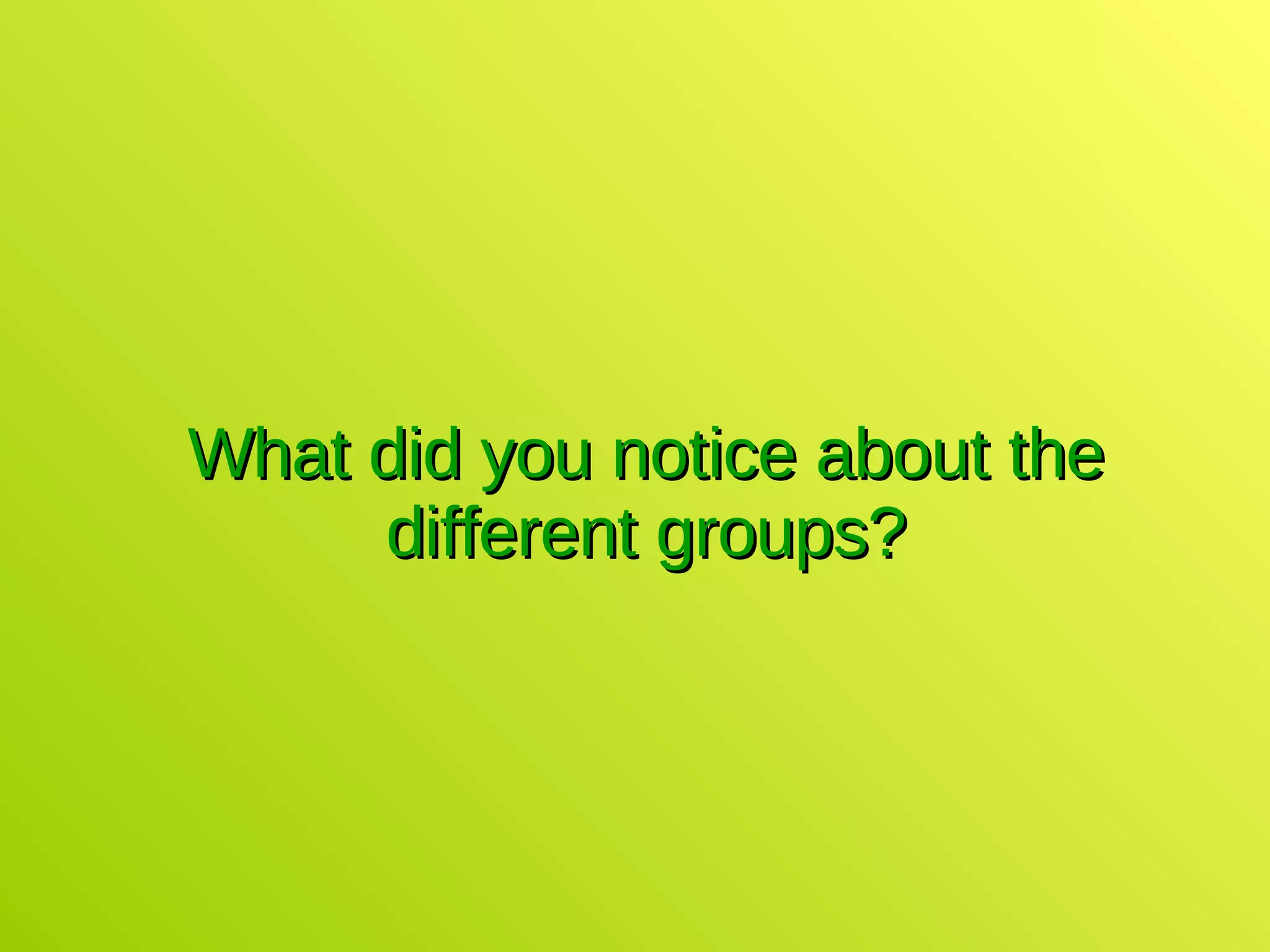 What did you notice about the different groups? 