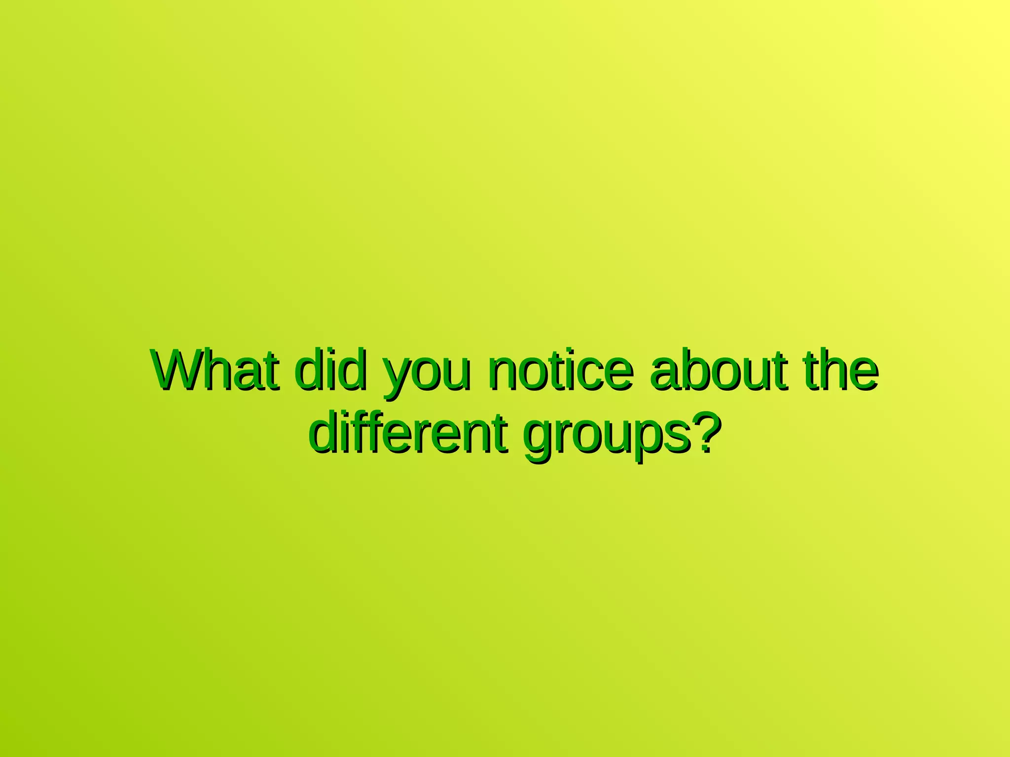 What did you notice about the different groups? 