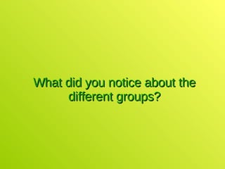 What did you notice about the different groups? 