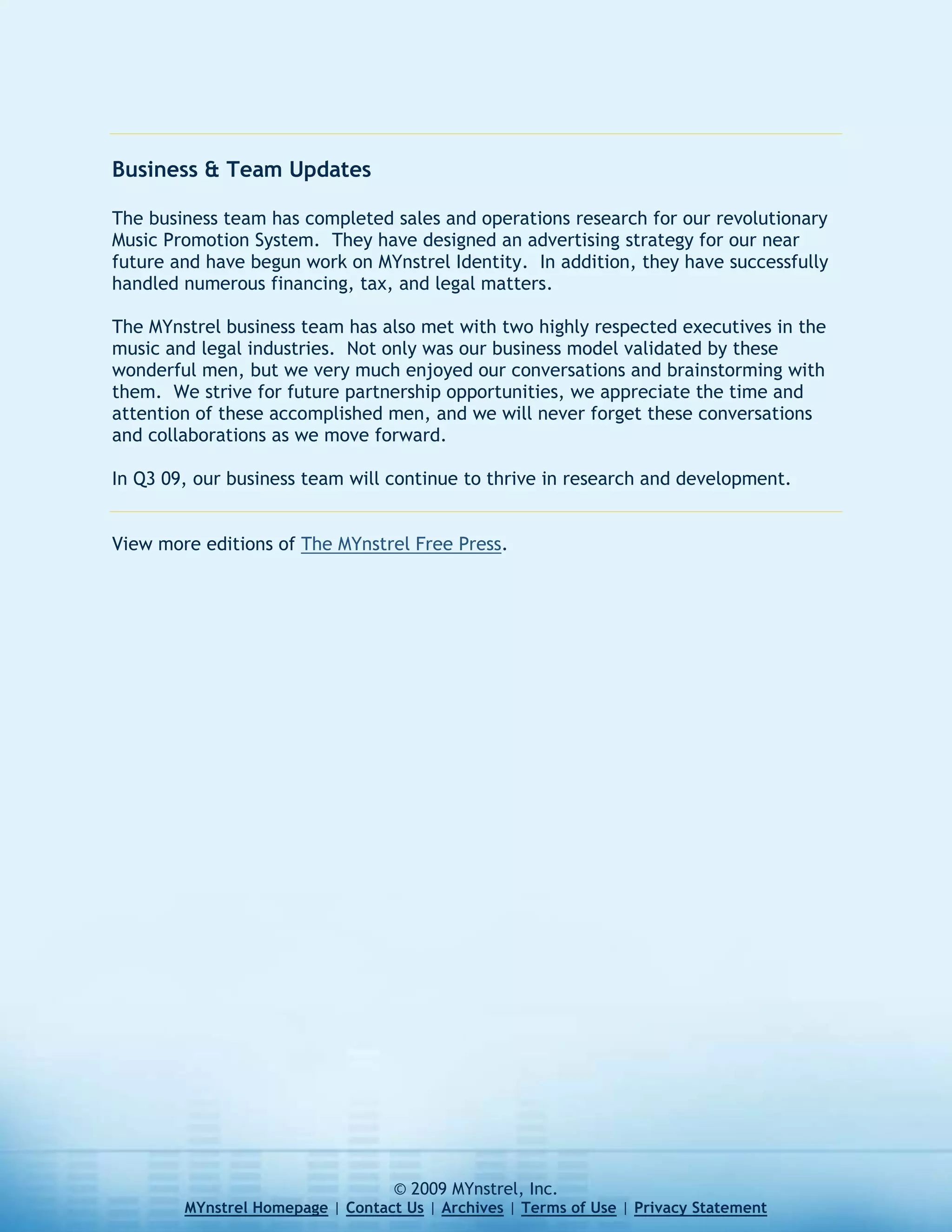 The MYnstrel Free Press Volume 2: Economic Struggles, Meet Jazz