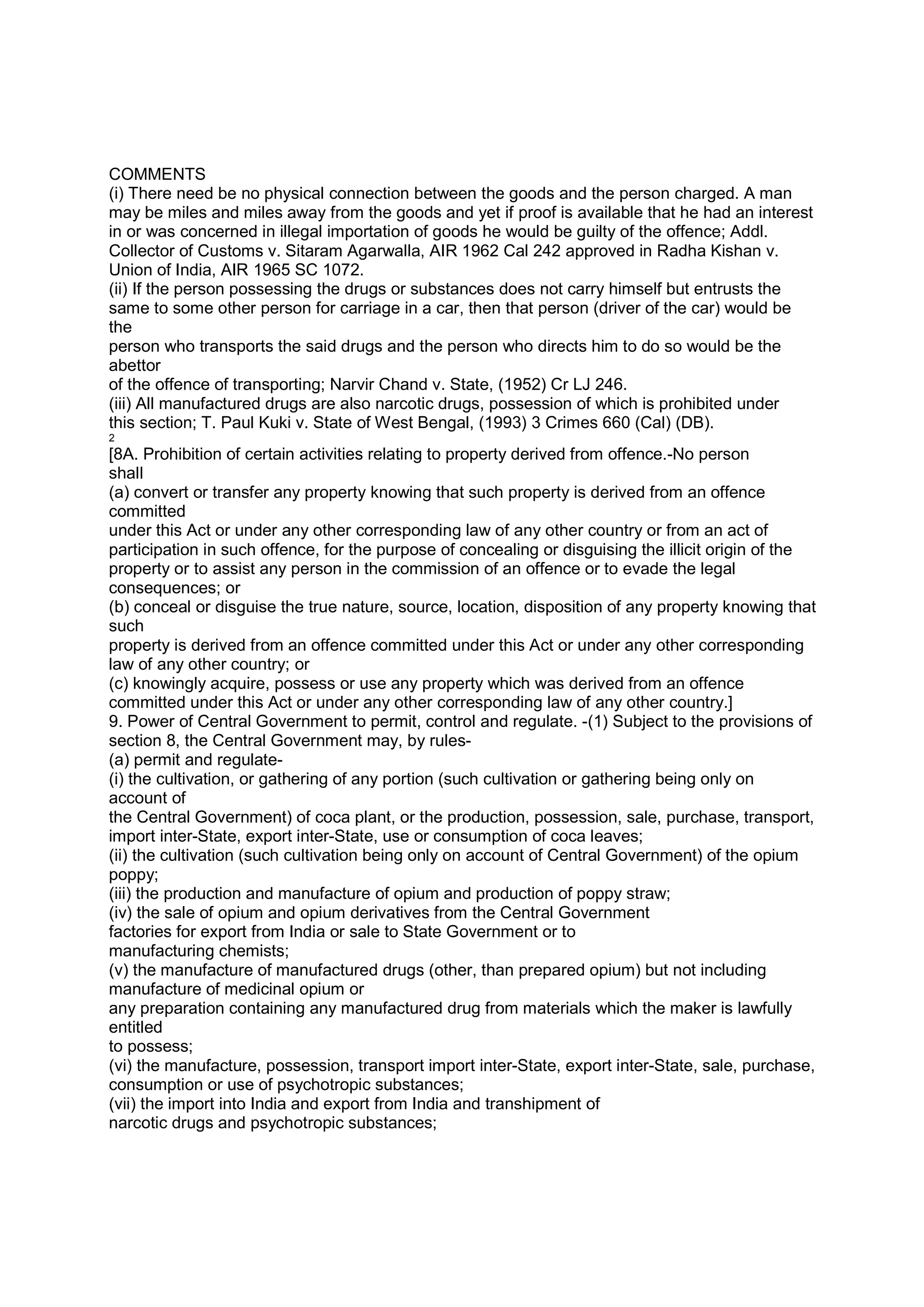 The Narcotic Drugs and Psychotropic Substances Act, 1985 | PDF
