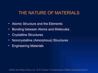 THE NATURE OF MATERIALS ,[object Object],[object Object],[object Object],[object Object],[object Object]