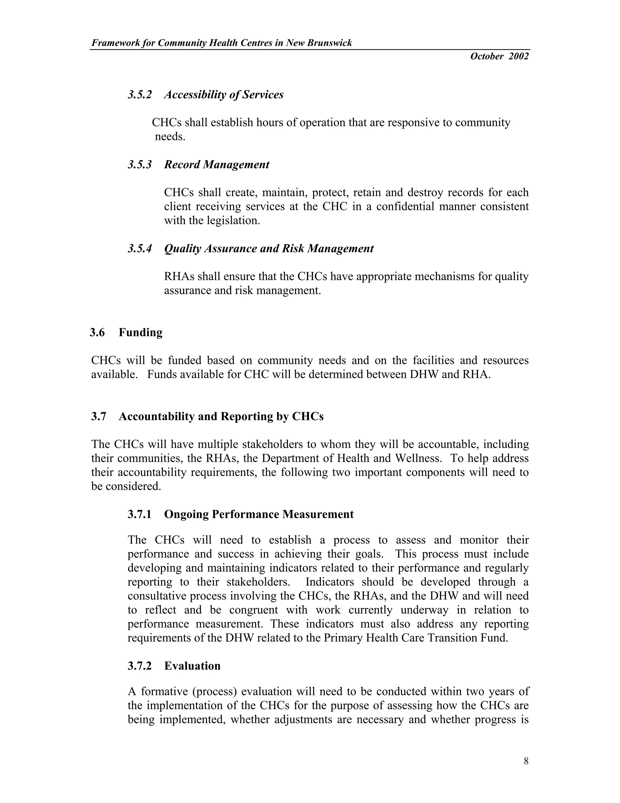 The Nb Community Health Centers Framework