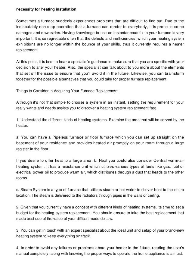 The Need For Heating And Cooling Replacement