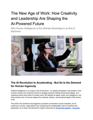 The New Age of Work: How Creativity and Leadership Are Shaping the AI ...