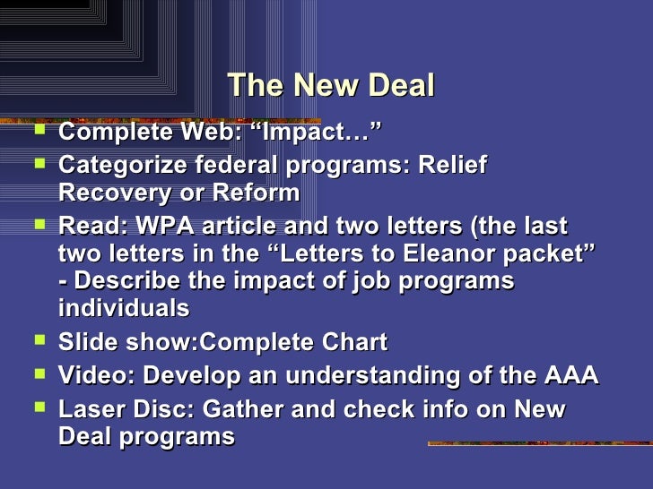 the new deal new deal relief recovery reform chart
