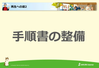 (C)Copyright 1996-2015 SAKURA Internet Inc.
手順書の整備
再生への道2
 