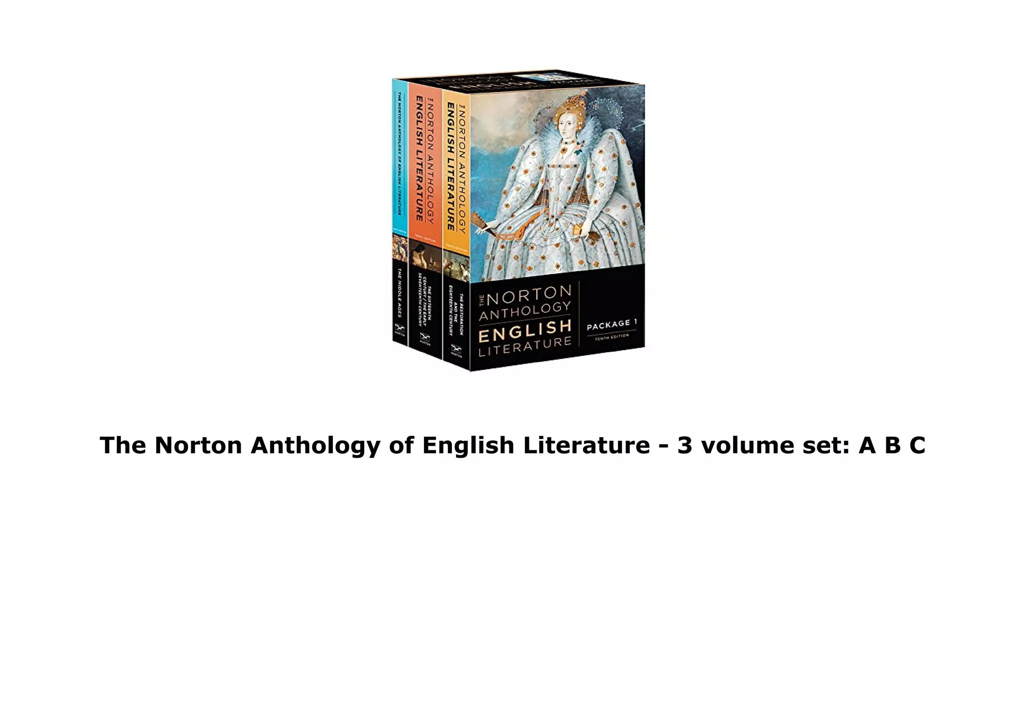 The Norton Anthology of English Literature - 3 volume set: A B C | PDF