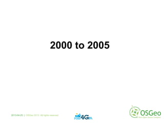 2000 to 2005
2013-04-25 | OSGeo 2013. All rights reserved
 