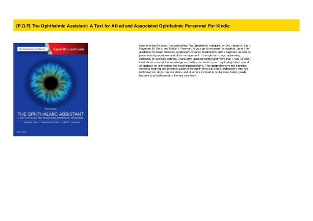 P D F The Ophthalmic Assistant A Text For Allied And Associated Op
