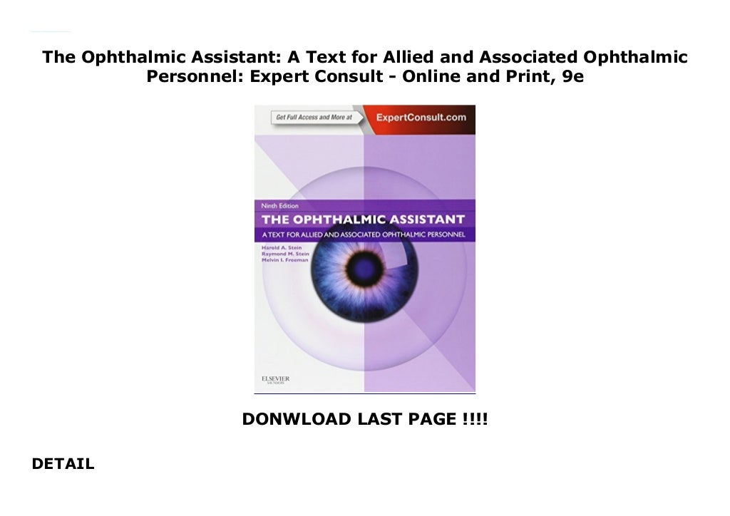 The Ophthalmic Assistant A Text for Allied and Associated Ophthalmic…