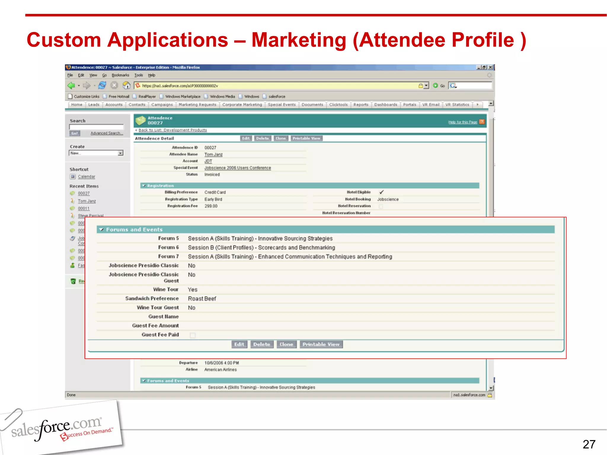 Custom Applications – Marketing (Attendee Profile ) 
