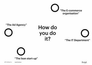 How do
you do
it?
“The Ad Agency”
“The IT Department”
“The E-commerce
organisation”
“The lean start-up”
www.frojd.se@FrojdAgency
 