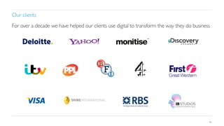 Our clients	

For over a decade we have helped our clients use digital to transform the way they do business	


46

 