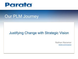 Our PLM Journey
Justifying Change with Strategic Vision
Nathan Naramor
linkedin.com/in/naramor
 