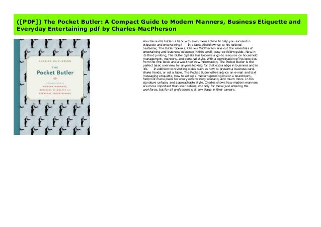 Pdf The Pocket Butler A Compact Guide To Modern Manners Busines