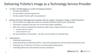 10 
© 2014 CA. ALL RIGHTS RESERVED. 
Delivering TriZetto’sImage as a Technology Service Provider 
In 2012, Trizettobegan ...