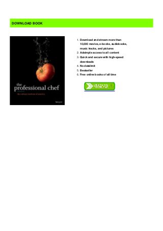 DOWNLOAD BOOK
Download and stream more than
10,000 movies, e-books, audiobooks,
music tracks, and pictures
1.
Adsimple access to all content2.
Quick and secure with high-speed
downloads
3.
No datalimit4.
Bestseller5.
Free online books of all time6.
 