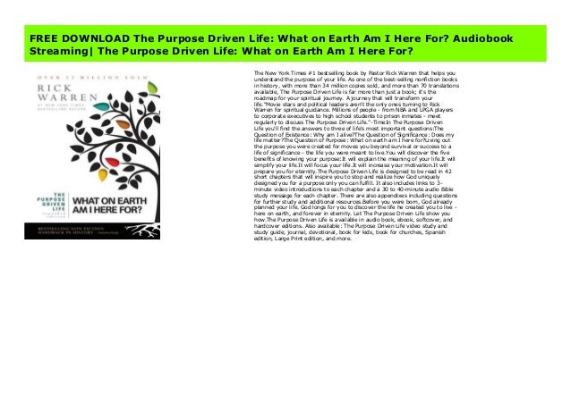 Free Download The Purpose Driven Life What On Earth Am I Here For A