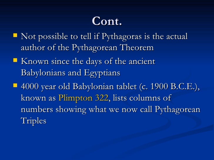 an introduction to the history and analysis of pythagorean triples We provide free model essays on mathematics, pythagorean theorem reports right triangle was known as a pythagorean triple or a three digits that could be. an introduction to the history and analysis of pythagorean triples We provide free model essays on mathematics, pythagorean theorem reports right triangle was known as a pythagorean triple or a three digits that could be.