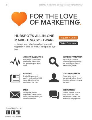 seo from the experts: DEVELOP YOUR KEYWORD STRATEGY3
www.Hubspot.com
Share This Ebook!
... brings your whole marketing wor...