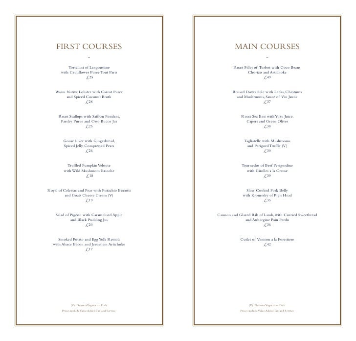 The Ritz London Winter Menu