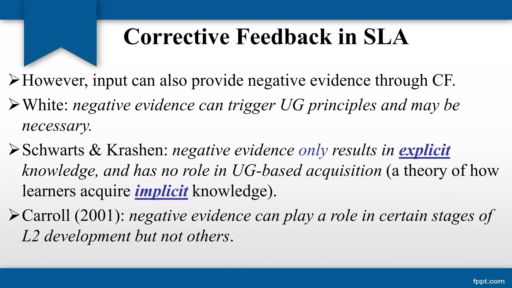The role of corrective feedback in second language learning | PPTX