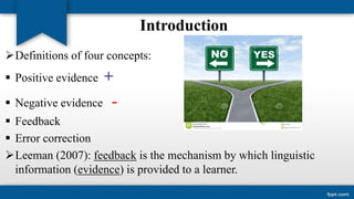 The role of corrective feedback in second language learning | PPTX