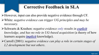 The role of corrective feedback in second language learning | PPTX