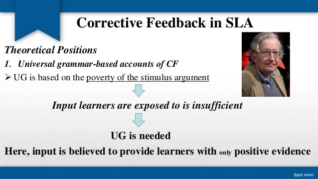 corrective feedback in second language acquisition 22 types of feedback corrective feedback can be provided in many different ways, for instance through recasts, which are implicit and are defined as reformulations of the erroneous sentence. corrective feedback in second language acquisition 22 types of feedback corrective feedback can be provided in many different ways, for instance through recasts, which are implicit and are defined as reformulations of the erroneous sentence.