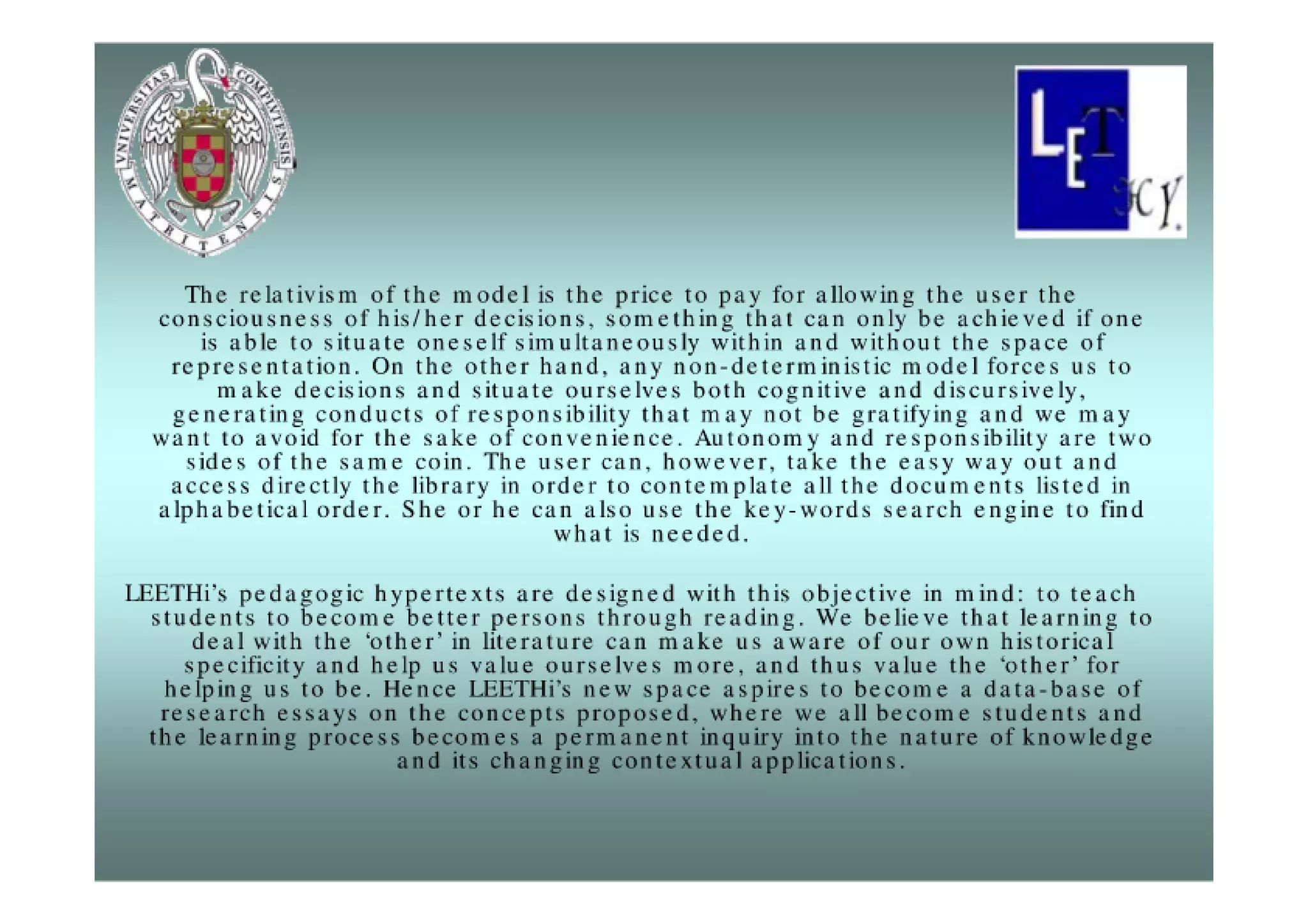 The role of education within the framework of information sciences and technologies