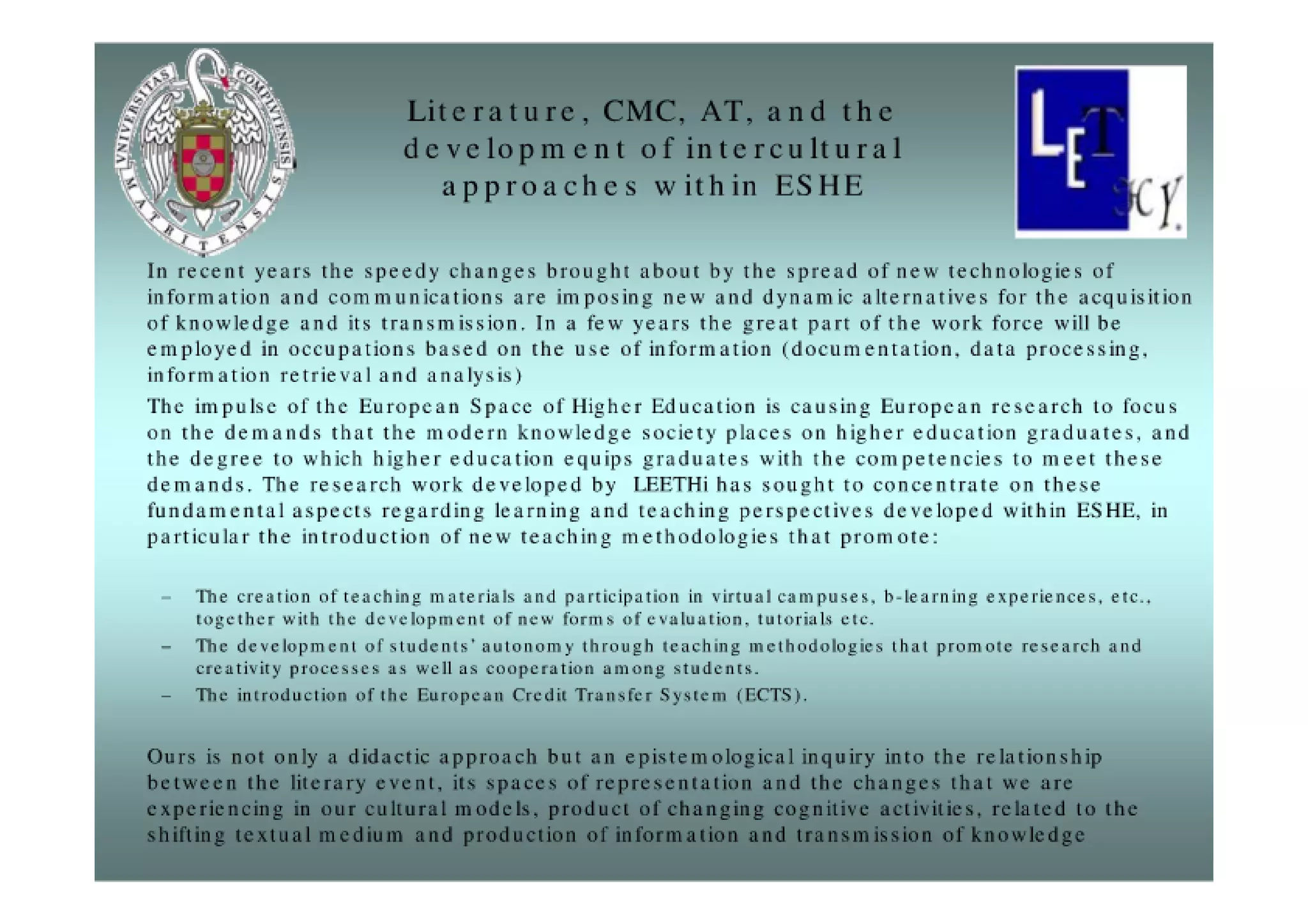 The role of education within the framework of information sciences and technologies