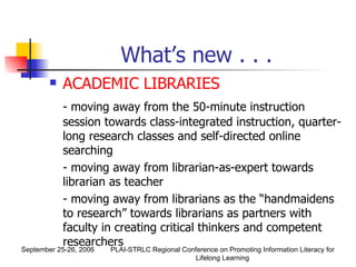 The Role of Libraries and Librarians in Information Literacy | PPT