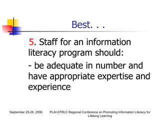 The Role of Libraries and Librarians in Information Literacy | PPT