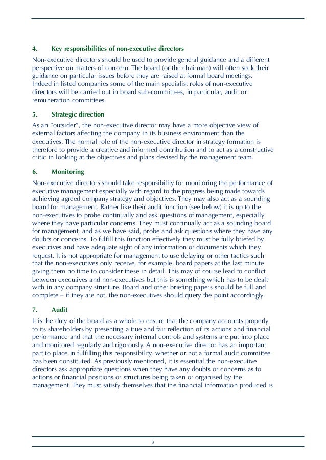 The role of the Non Executive Director