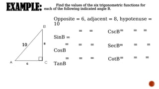 The six trigonometric functions (SOHCAHTOA) | PPTX