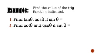 The six trigonometric functions (SOHCAHTOA) | PPTX