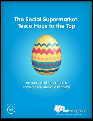 The Social Supermarket:
Tesco Hops to the Top

An analysis of social media
conversation about Easter retail

Presented with:

© 2013 salesforce.com, inc. All rights reserved. Proprietary and Confidential    0513

 