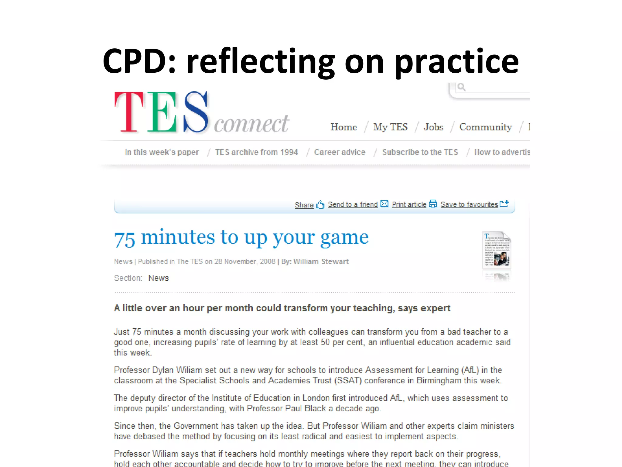 CPD: reflecting on practice 