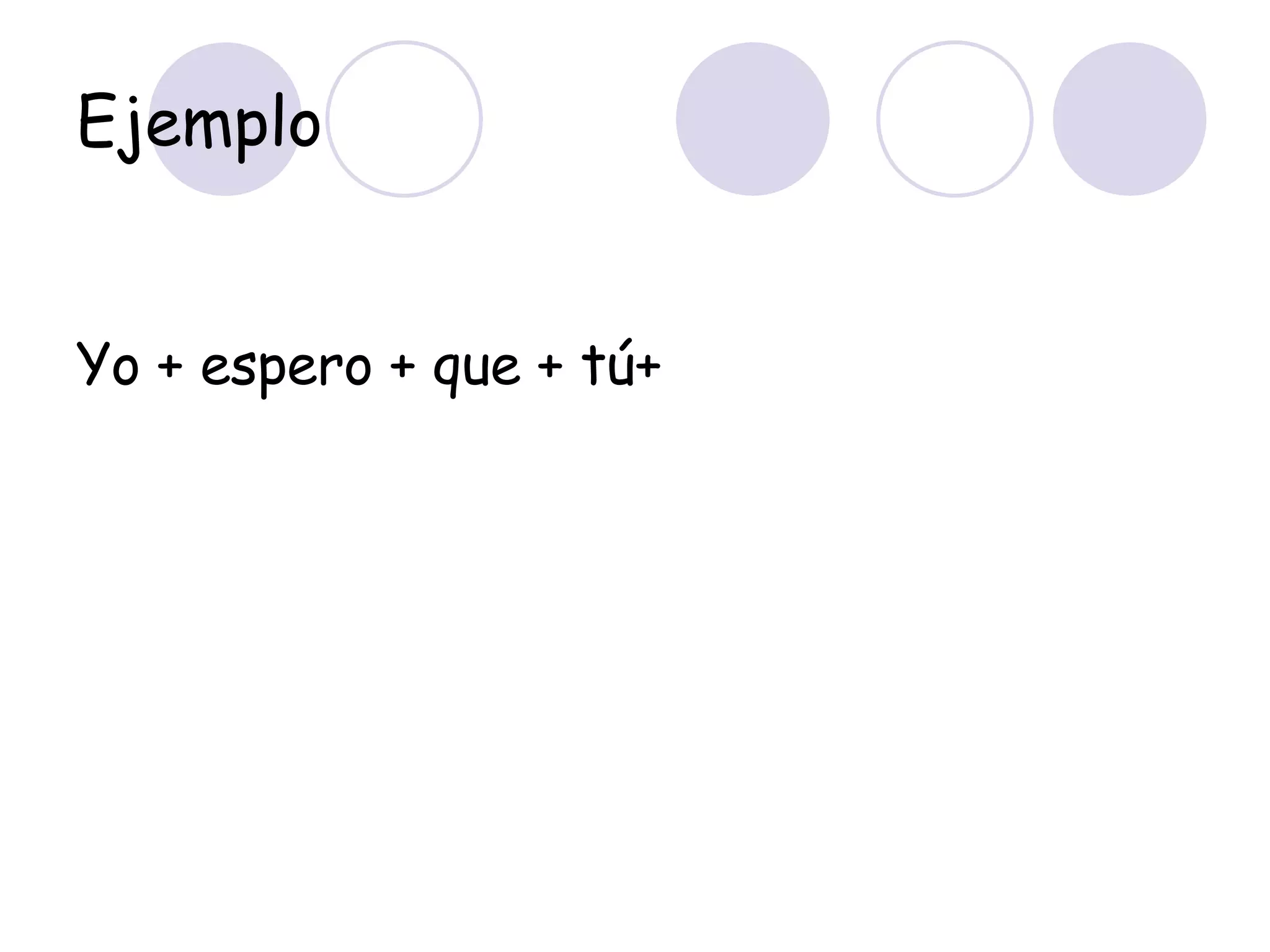 Ejemplo Yo + espero + que + tú+ 