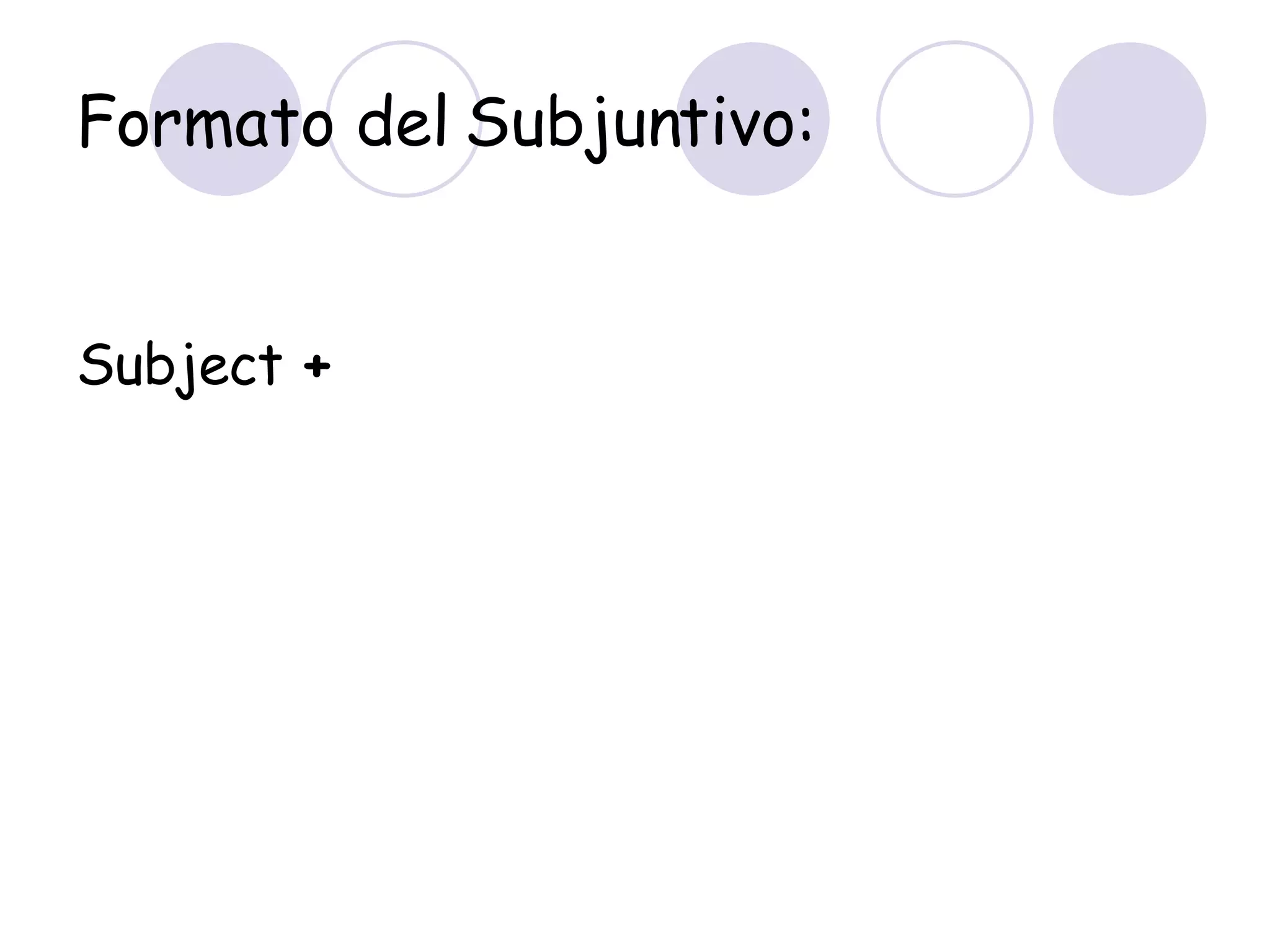 Formato del Subjuntivo: Subject  + 