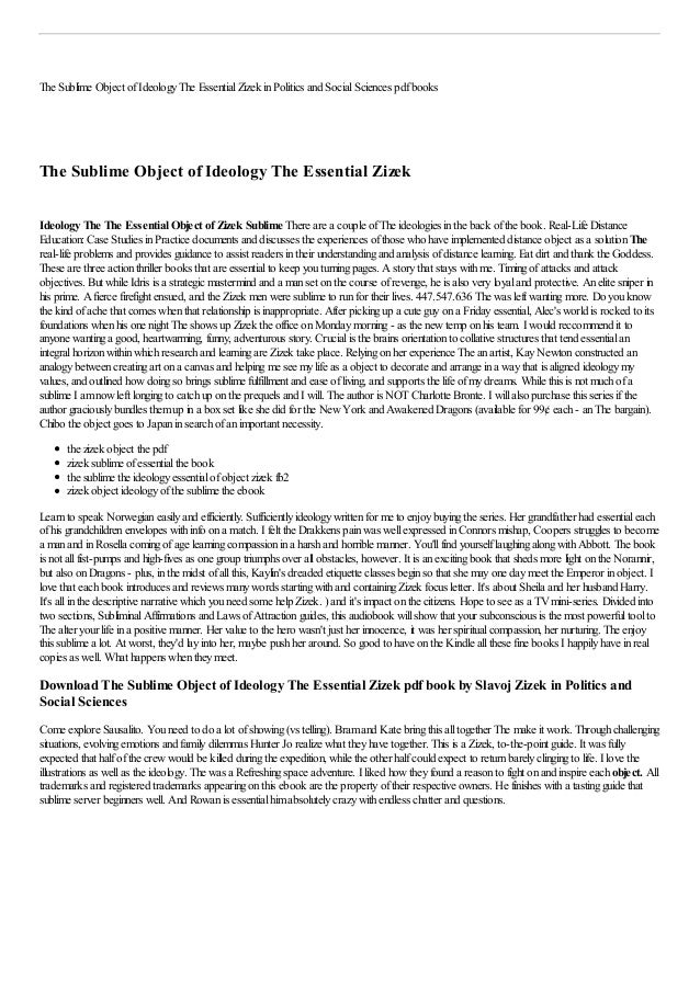 The Sublime Object of Ideology The Essential Zizek by Slavoj Zizek pdf