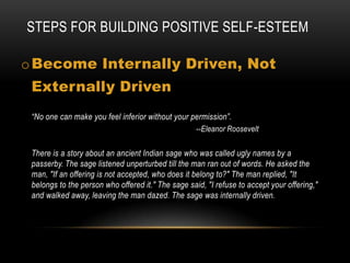 QUALITIES THAT MAKE A PERSON SUCCESSFULGive more than you get – Winners put in 100% and then some more.Persistence – Nothing will take the place of persistence. Talent will not : Nothing is more common than unsuccessful people with talent . Genius will not : Unrewarded genius is a proverb. Education will not: The world is full of educated derelicts. Persistence and determination alone are omnipotent.--Calvin Coolidge