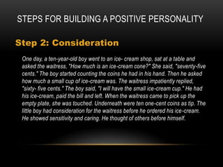 Steps For Building Positive Self-esteemLearn Intelligent Ignorance	“I'm looking for a lot of men with an infinite capacity for not knowing what cannot be done”.		--Henry FordHenry Ford gave this world the V8 engine. He did not have much formal education. In fact, he did not go to school beyond the age of 14. He was intelligent enough to know there had to be a V8 engine but he was ignorant and didn't know how to build it. So he asked all his highly qualified, educated people to build one. But they told him what could be done and what couldn't. According to them, a V8 was an impossibility. But Henry Ford insisted on having his V8. A few months later he asked his people if they had the V8 and they replied, "We know what can be done and we also know what cannot be done and V8 is an impossibility." This went on for many months and still Henry Ford said, "I want my V8." And shortly thereafter the same people produced his V8 engine.