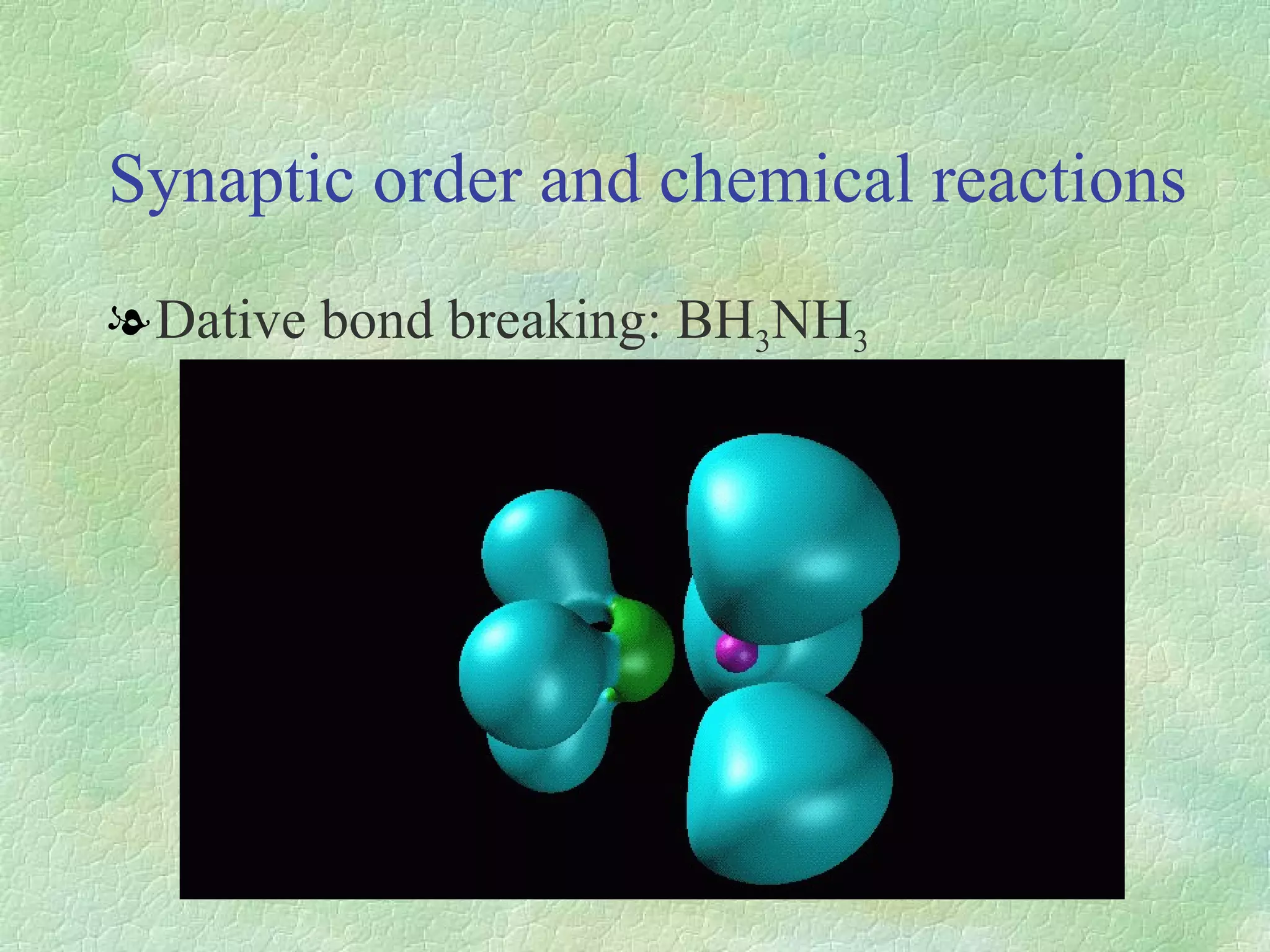 Synaptic order and chemical reactions Dative bond breaking: BH 3 NH 3   